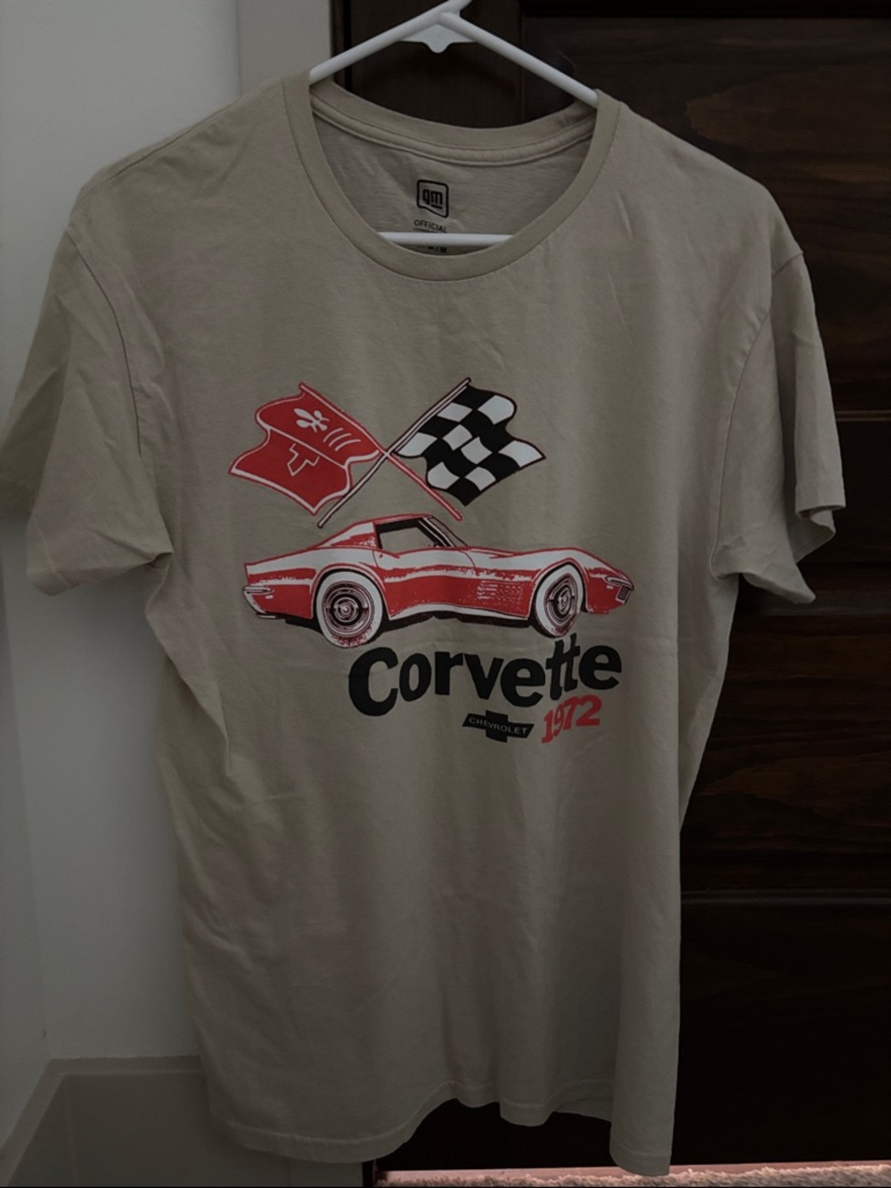 Corvette 1972 Graphic Tee - Beige with Red Print